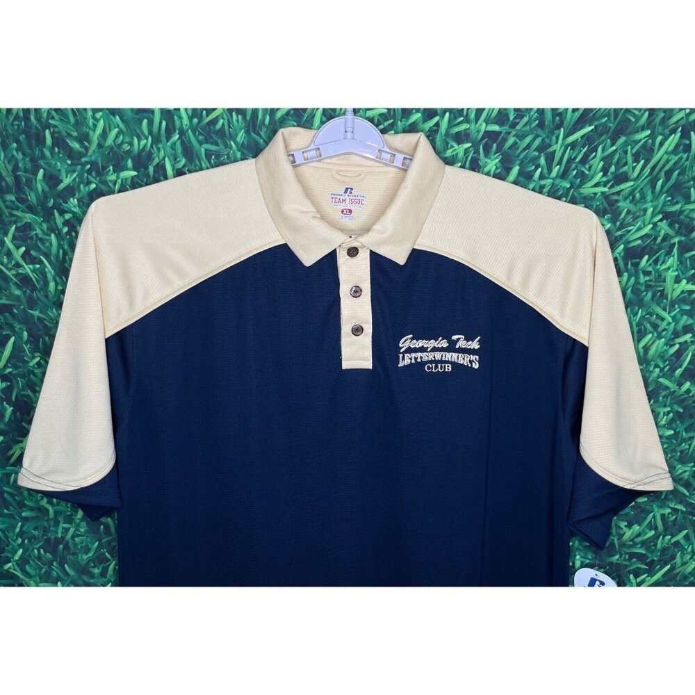 NWT Georgia Tech Yellow Jackets GT Letterwinners Club Polo Shirt XL Blue Gold